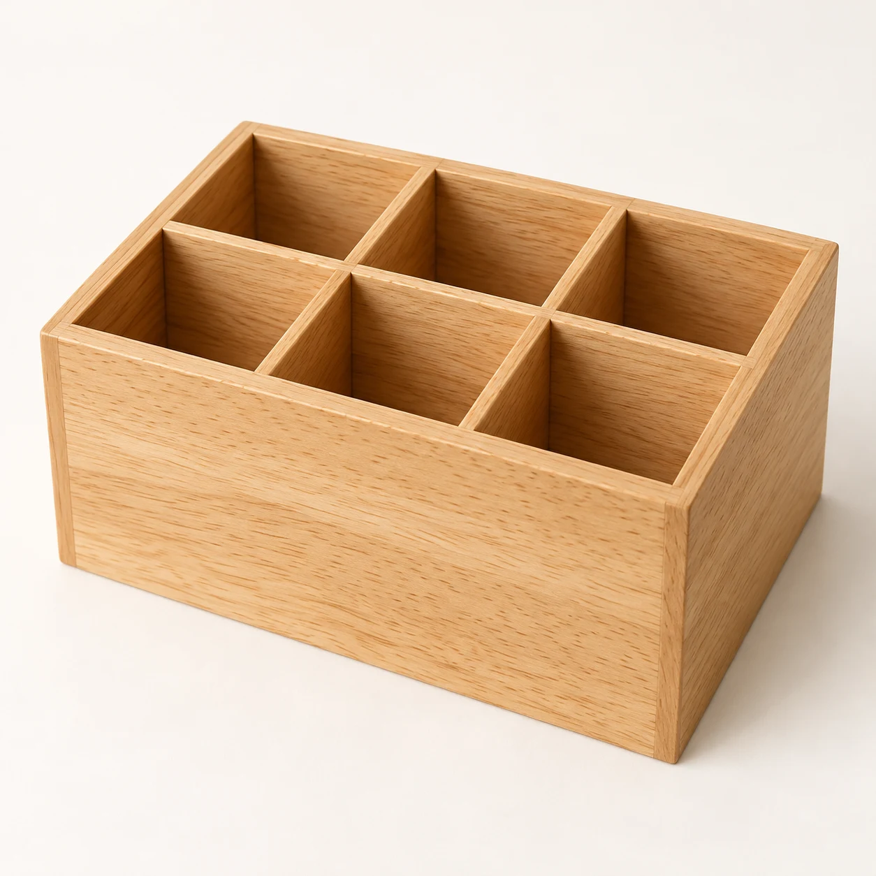 Mori Grid, 6-compartment rubberwood pen holder