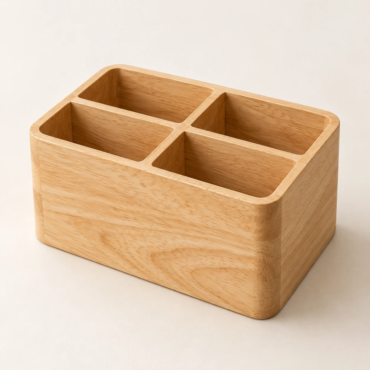 Yori Arc, 4-compartment rubberwood pen holder