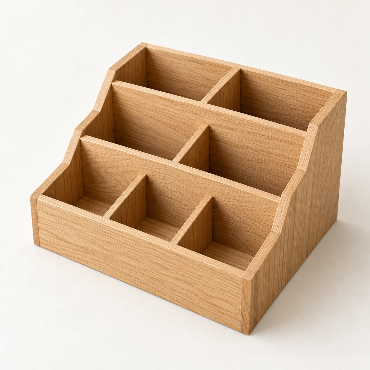 Yama Rise, 7-compartment white oak pen holder